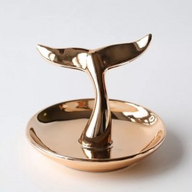 direct wholesale ceramic gold-plated whale tail jewelry ring storage tray