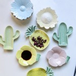 Wholesale household cartoon ceramic pineapple cactus jewelry dish