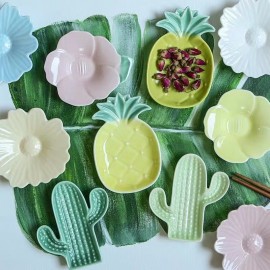 Wholesale household cartoon ceramic pineapple cactus jewelry dish