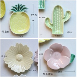 Wholesale household cartoon ceramic pineapple cactus jewelry dish