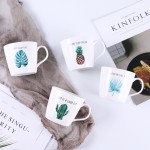 Creative home ceramic cartoon plant green leaf milk couple cup