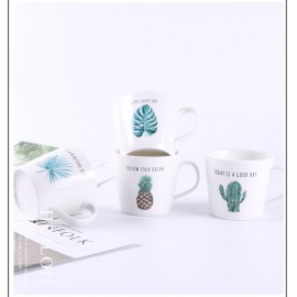 Creative home ceramic cartoon plant green leaf milk couple cup