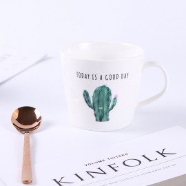 Creative home ceramic cartoon plant green leaf milk couple cup