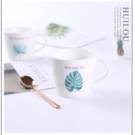 Creative home ceramic cartoon plant green leaf milk couple cup