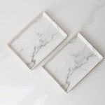 Nordic style home ceramic gold rectangular marble jewelry tray