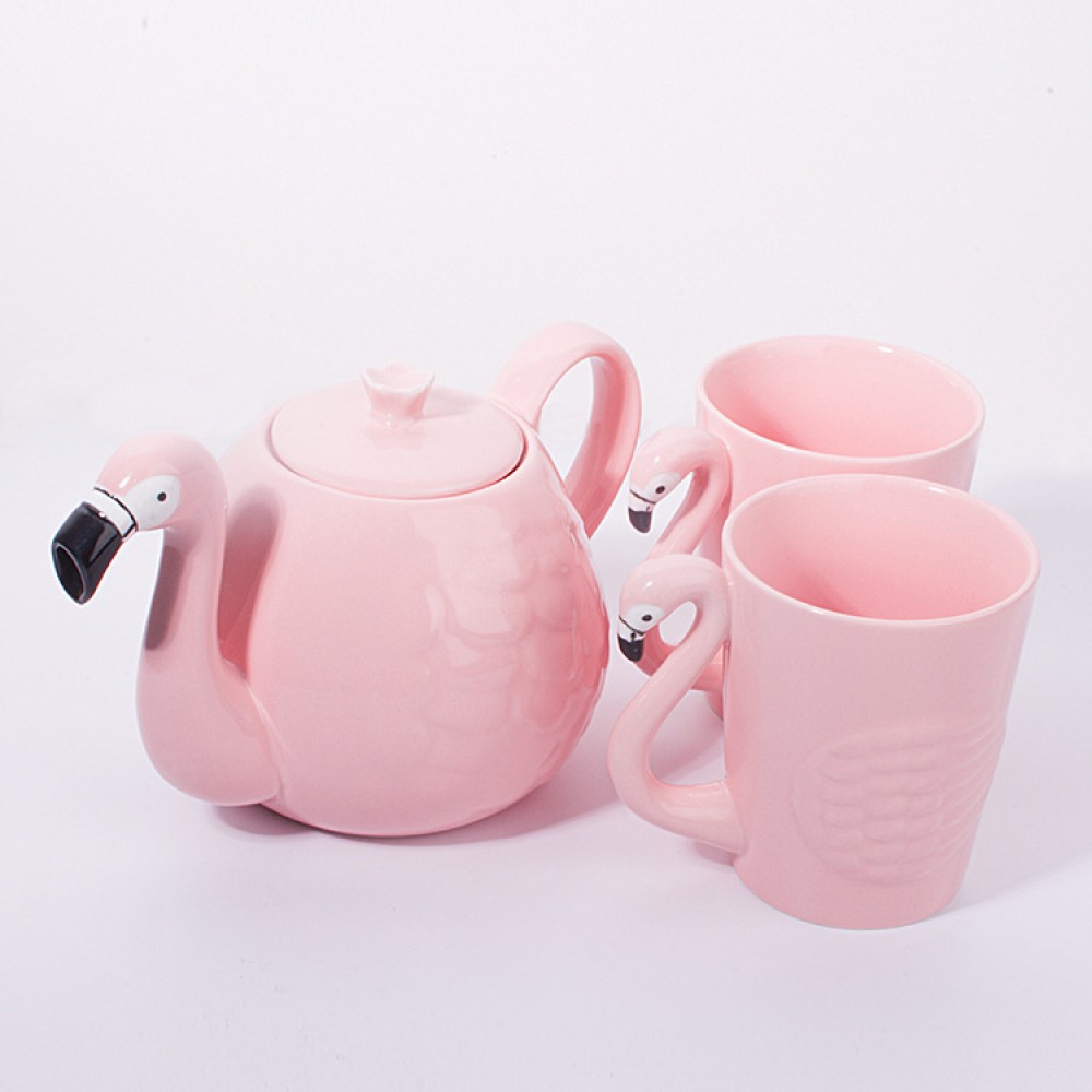 Ceramic home flamingo cold water girders teapot couples cups