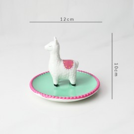 Creative Nordic style cute alpaca ceramic jewelry key porch storage display decorative tray