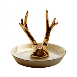 wholesale European ceramic plating gold antler necklace jewelry storage tray