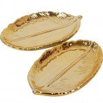 Nordic ins ceramic golden leaf dried fruit storage dish