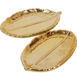 Nordic ins ceramic golden leaf dried fruit storage dish