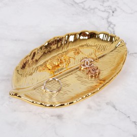 Nordic ins ceramic golden leaf dried fruit storage dish