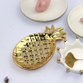 Ins Nordic minimalist golden pineapple ceramic jewelry storage tray