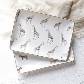 customized LOGO Nordic matte giraffe decorative ceramic jewelry storage tray