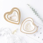 Nordic Creative love heart-shaped embossed gold plated ceramic storage jewelry dish