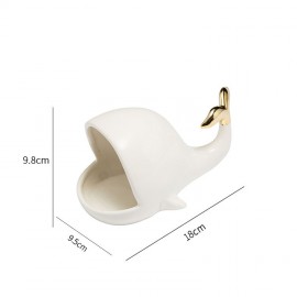 Modern gold-plated ceramic whale jewelry soap storage tray