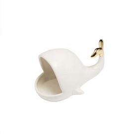 Modern gold-plated ceramic whale jewelry soap storage tray