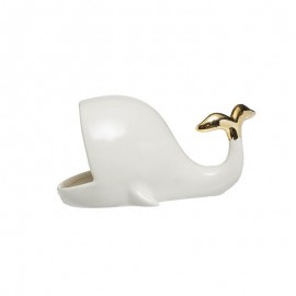 Modern gold-plated ceramic whale jewelry soap storage tray