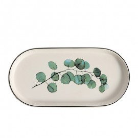 Nordic green plant oval ceramic aromatherapy cosmetics jewelry storage tray