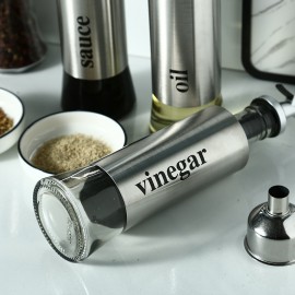 Creative stainless steel glass household kitchen seasoning oil bottle