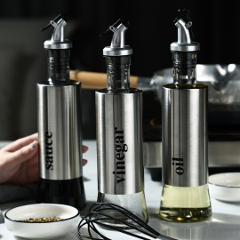 Creative stainless steel glass household kitchen seasoning oil bottle