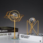 Modern light luxury golden line geometric metal bracket crystal ball