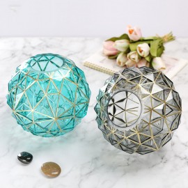 Manufacturers supply creative diamond pattern colored glass gold flower vases