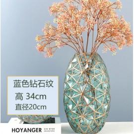 Manufacturers supply creative diamond pattern colored glass gold flower vases