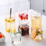 Factory wholesale high borosilicate glass juice coffee cold drink breakfast milk household square cup