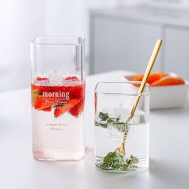 Factory wholesale high borosilicate glass juice coffee cold drink breakfast milk household square cup