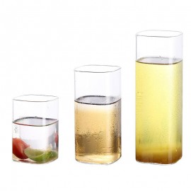 Factory wholesale high borosilicate glass juice coffee cold drink breakfast milk household square cup