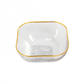 ins Nordic Golden Edge Hammered Glass Household Square Fruit Vegetable Salad Breakfast Bowl