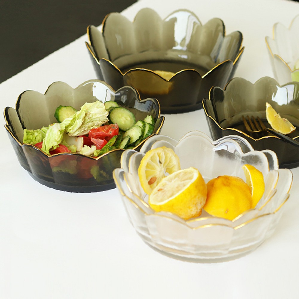 Creative Crown Transparent Fruit Salad Breakfast Tableware Lotus Shaped Dessert Bowl