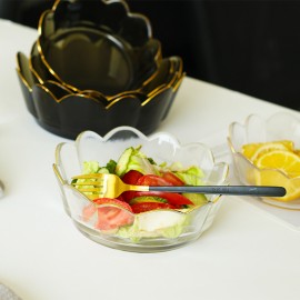 Creative Crown Transparent Fruit Salad Breakfast Tableware Lotus Shaped Dessert Bowl