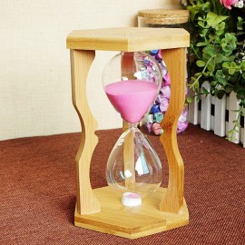 Creative gift craftsmanship hexagonal bamboo15 10 5 minutes hourglass timer