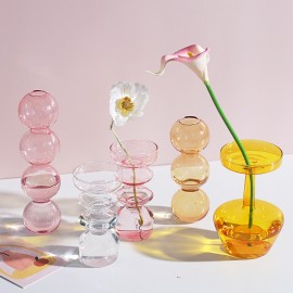 creative cute ins Amazon decorativeart color transparent small bottle glass bubble vase