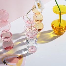 creative cute ins Amazon decorativeart color transparent small bottle glass bubble vase