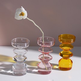 creative cute ins Amazon decorativeart color transparent small bottle glass bubble vase