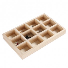 Wood jewelry display disc earrings ring storage tray solid wood pallet jewelry storage box grid