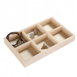 Wood jewelry display disc earrings ring storage tray solid wood pallet jewelry storage box grid