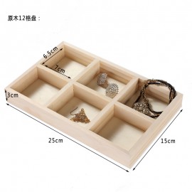 Wood jewelry display disc earrings ring storage tray solid wood pallet jewelry storage box grid