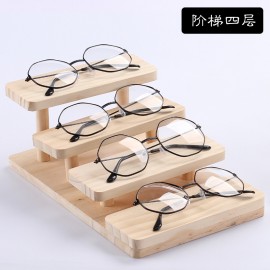 Solid wood ladder glasses shop props pine multi-layer semi-circular display rack