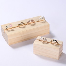 Solid wood price tag earrings ring display log card slot