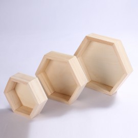 creative solid wood hexagon necklace Bodhi earrings ring jewelry storage box