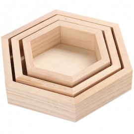 creative solid wood hexagon necklace Bodhi earrings ring jewelry storage box