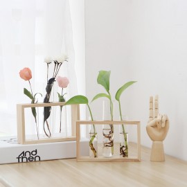 Simple creative wooden crafts plant green radish vase glass test tube hydroponic home desk decoration