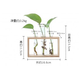 Simple creative wooden crafts plant green radish vase glass test tube hydroponic home desk decoration