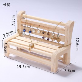 Wooden Jewelry Necklace Earrings Sofa Round Table Display Stand